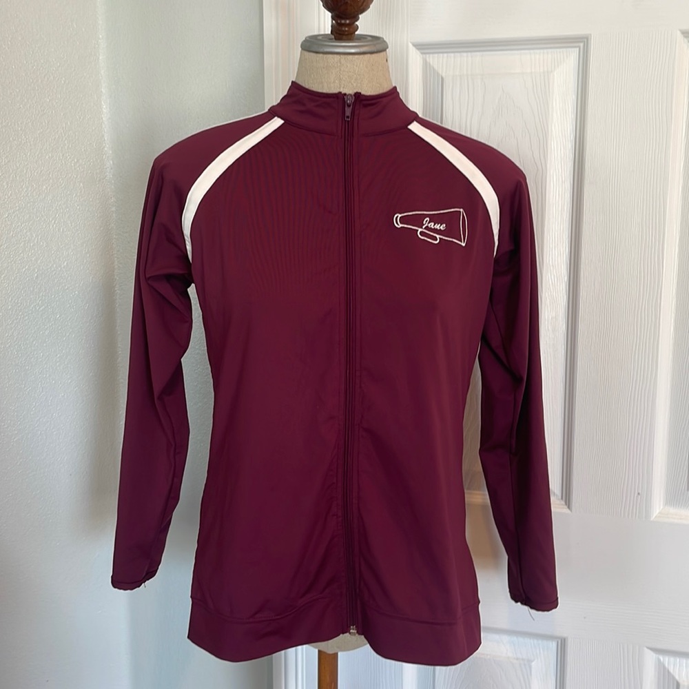 Augusta sportswear warm up jacket cheer girls L burgundy